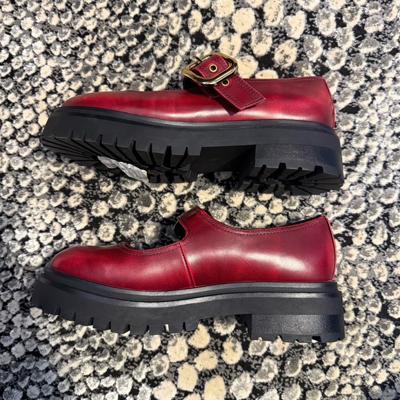 Steve Madden Lyndon Leather Mary Jane Loafers | size 7.5 | Burgundy - Picture 4 of 8